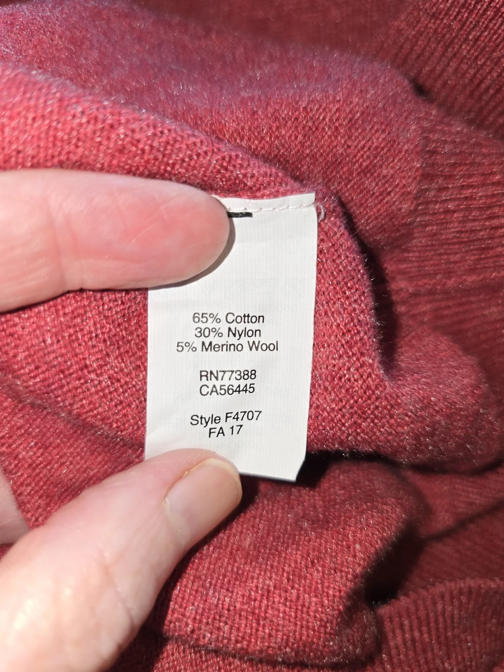 J. Crew Men’s Crewneck Merino Wool/Cotton Blend Sweater. Heathered Burgundy Red.